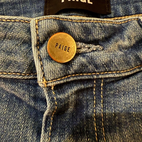 PAIGE Women's Cindy Straight Leg Distressed Ankle Blue Jeans - Picture 3 of 8